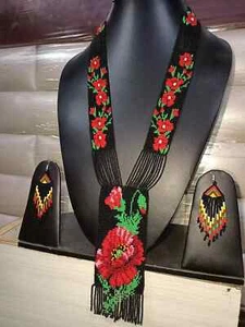 Handmade Necklace Seed Bead Boho American Style Netiv Beaded Multi Strand - Imagen 1 de 2