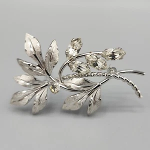 Broche floral de lujo vintage Van Dell de plata esterlina cristal marquesa 5,6 g - Imagen 1 de 12