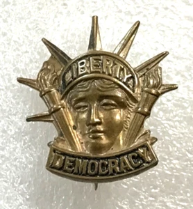 LIBERTY DEMOCRACY Pinback Abzeichen Freiheitsstatue. - Bild 1 von 4