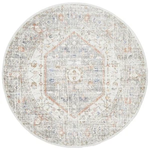 Silver New Transitional Round Rug Extra Large Area Floor Carpet Free Delivery - Picture 1 of 24