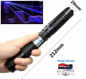Blue Laser Pointer 1000meters Adjustable Focus 450nm Pen With 2x Battery+Charger - Picture 1 of 8