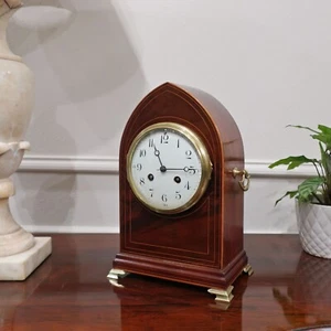 Antique Mantel Clock French Mahogany Striking on Gong Edwardian Period Restored - Picture 1 of 9