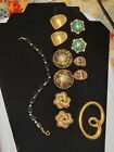 Lot - Vintage Goldtone Clip On Earrings, Bracelet, Pin Monet Trifari Gay Boyer +