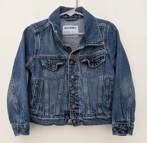 Old Navy Unisex Kids Denim Jacket Blue Collared Button Long Sleeve Size 5 - Picture 1 of 9