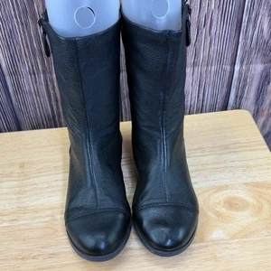 Michelle D Damen Schwarz Leder Reißverschluss Halbhohe Stiefel Gr. 7,5 - Bild 1 von 7