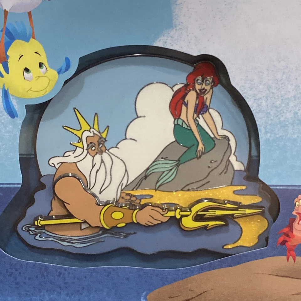 Loungefly Little Mermaid Triton’s Gift LE 1800 Hinged Enamel Pin Ariel Triton