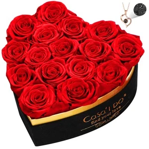 Preserved Roses Flowers for Delivery 16 Pcs, Forever Flores in Heart Box with... - Picture 1 of 7