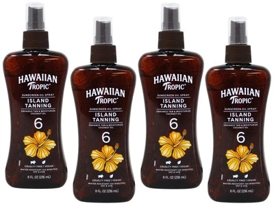 Hawaiian Tropic Island Tanning Sunscreen Oil Spray SPF 6 Coconut Oil 8 OZ 4 Pack - Image 1 of 4