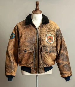 Vintage 1987 Avirex G-1 Leather Flight Jacket "Flying Tigers” Russian Model - Picture 1 of 20