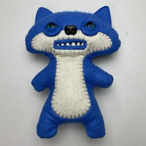 Fuggler Plush Suspicious Fox Blue Funny Ugly Monster Button Eyes Felt Canvas - Picture 1 of 9
