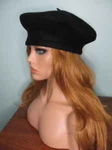 SCHWARZE Damen Woll-BARETT-Stil Muffin-MÜTZE - NEU - Bild 1 von 10