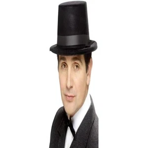 Smiffys Flocked Topper Hat, Black - Foto 1 di 1