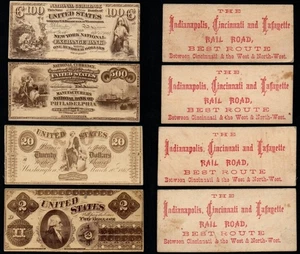 Tarjetas fotográficas de Naramore 1866 (4) - ¡Anuncio de ferrocarril RARO y billete de banco nacional de $500! - Imagen 1 de 3