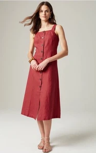 J Jill 100% Leinen Midikleid mit Knopfleiste Gr. XL rot Lagenlook Cape Cod - Bild 1 von 12