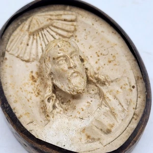 Französischer Antik Vintage Meerschaum Handgeschnitzt Paris Nachlass Anhänger Jesus Krone - Bild 1 von 15