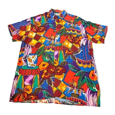 Natural Issue Feldini Shirt Adult Large Hawaiian Loud Goldfish Mens S/S Rayon - Image 1 of 4
