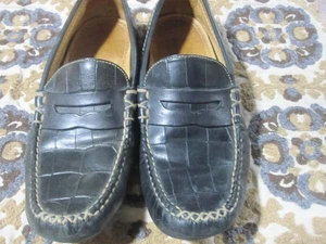 Martin Dingman Loafers Slip On Croc Embossed Leather US Mens 8.5M - Picture 1 of 10