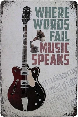 rds Fail Music Speaks, Placa de Metal Estanho, Placa Vintage Cartaz Bar Decoração de Parede para Casa - Imagem 1 de 2