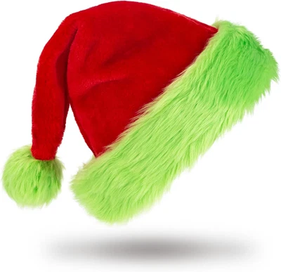 Divertido Sombrero de Papá Noel para Adultos - Suave Peluche Rojo y Verde Sombrero de Navidad para Hombres y  Foto 1 de 4