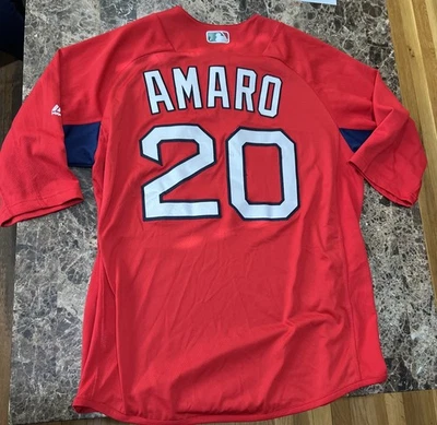 Camiseta de beisebol Ruben Amaro Jr Boston Red Sox equipe/jogo autêntica da liga principal de beisebol - Imagem 1 de 4