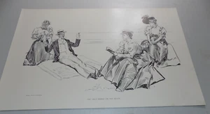 1897 GIBSON GIRL Print ONLY PEBBLE ON THE BEACH, b/w MEETING THE OFFICER - Picture 1 of 2