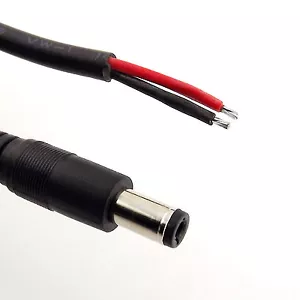 CCTV DC Power 5.5mm x 2.5mm Male Plug Connector Adapter with Cord Cable 1m 3ft - Picture 1 of 6