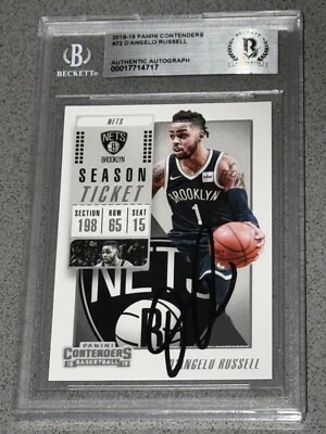 D’Angelo Russell Signed 2018-19 Panini Contenders Brooklyn Nets #72 BGS Auto BAS - Image 1 of 2