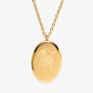 Leo Zodiac Pendant Necklace 18K Gold Plated - Picture 1 of 5