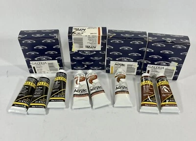 Lot Winsor & Newton Galeria Acrylic Color Paint 60ml  Black Umber Ochre Siennna - Image 1 of 4