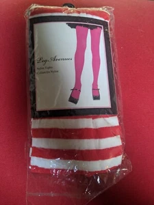 New Leg Avenue Nylon Tights Pantyhose white and red stripes - Picture 1 of 1