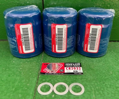 Genuine Honda 15400-PLM-A02 Oil Filter 3 Pk Filters, 3 Washers & 1 Battery 2032 - Image 1 of 4