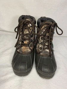 Magellan Outdoors Boys Youth Rubber Duck Boots Sz 13 Brown Hunting Pattern - Picture 1 of 8