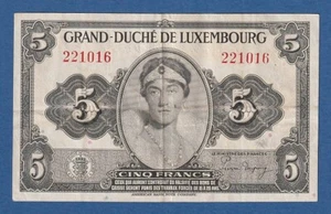 LUXEMBURGO // LUXEMBOURG -- 5 FRANCS ND (1944) -- NO PREFIX -- VF -- PICK 43a - Picture 1 of 2