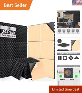 High-Density 12" x 12" Acoustic Foam Panels - 24 Pack for Enhanced Sound Quality - Picture 1 of 9