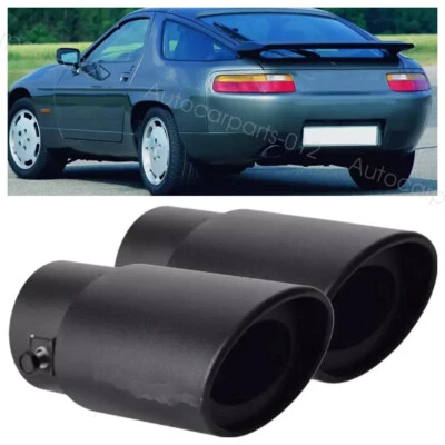 2PC For Porsche 924 1977-88 Car Exhaust Pipe Tip Rear Tail Throat Muffler Black Foto 1 de 4