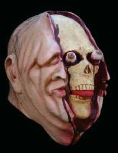 Open Johnny Mask Split Face Skull Dress Up Halloween Adult Costume Accessory - Picture 1 of 1
