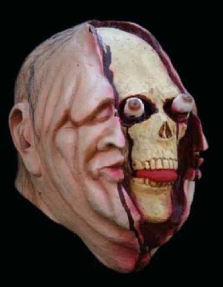 Open Johnny Mask Split Face Skull Dress Up Halloween Adult Costume Accessory - Image 1 of 1
