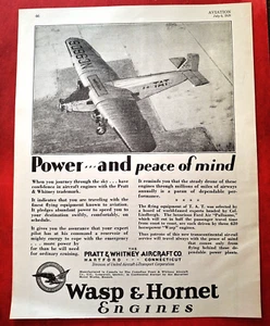 TAT Transcontinental Air Transport Ad 1929 Wasp and Hornet Engines 8 1/2 x 11 - Picture 1 of 1