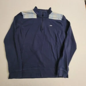 Vineyard Vines Plaid Shep Shirt Womens Large Blue Quarter Zip Pullover Sweater - Picture 1 of 9