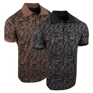 Mens Polo Shirt Luxury Body Prints Logo Design Stretch NEW Casual Dress Golf - Picture 1 of 4