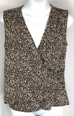Top George Wrap Surplice M Marrón Guepardo Geométrico Sin Mangas Elástico Y2K Glam Foto 1 de 4