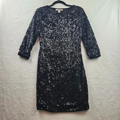 Forever 21 Women's Sheath Dress Brand New Size M Black Sequin 3/4 Sleeve - Image 1 of 4