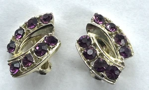 Vintage signierte 11W30 ST. INC Dodds lila Amethyst Kristall Clip auf Ohrringe - Bild 1 von 3