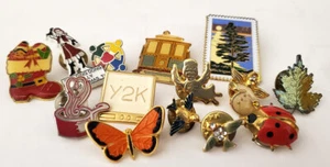 Vintage Enamel Pins Decorative Angels, Birds. Lady Bug, Butterfly Etc Lot 15 - Picture 1 of 1