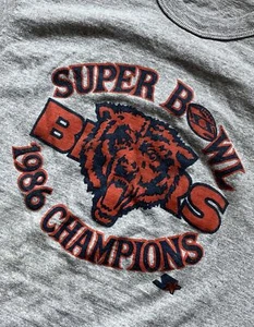 Vintage 1986 Super Bowl Champions Chicago Bears Gray T-Shirt Sz M Made in USA - Picture 1 of 11