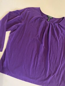 Lauren Ralph Lauren Top Womens 3X Purple Long Sleeve T Shirt Round Neck Blouse - Picture 1 of 10