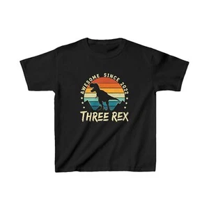 Kids Three Rex 3rd Birthday Boy shirt Third Dinosaur 3 Year Old T-Shirt - Picture 1 of 12