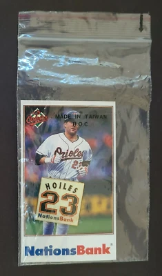 1990 MLB Baltimore Orioles, Chris Hoiles Nations Bank SGA Lapel Hat Pin - Image 1 of 3