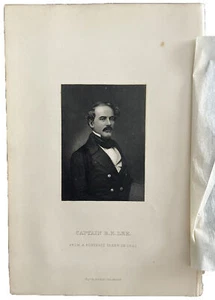 CAPTAIN ROBERT E. LEE FROM AN 1852 PORTRAIT H.B. HALLS SONS ENGRAVING VINTAGE - Picture 1 of 4