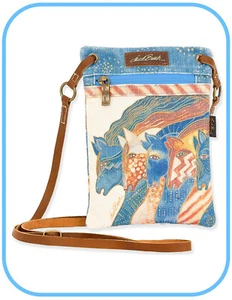 Bolso Bandolera Laurel Burch #LB8432 Sky Mares Lona 6.5"x8.25" ~ Correa de Cuero - Imagen 1 de 2